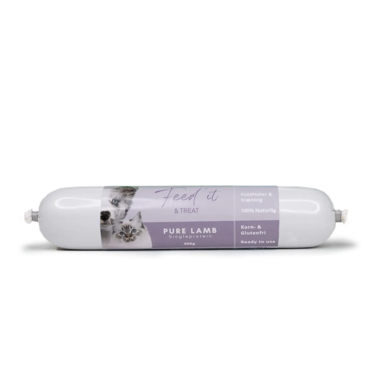 Feedit & Treat Pure Lamb 400 g - naturlig lammepølse til hund og kat